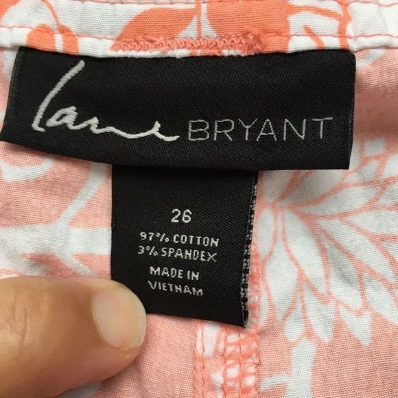Lane Bryant Orange and White Cotton Shorts 26 - Picture 2 of 3